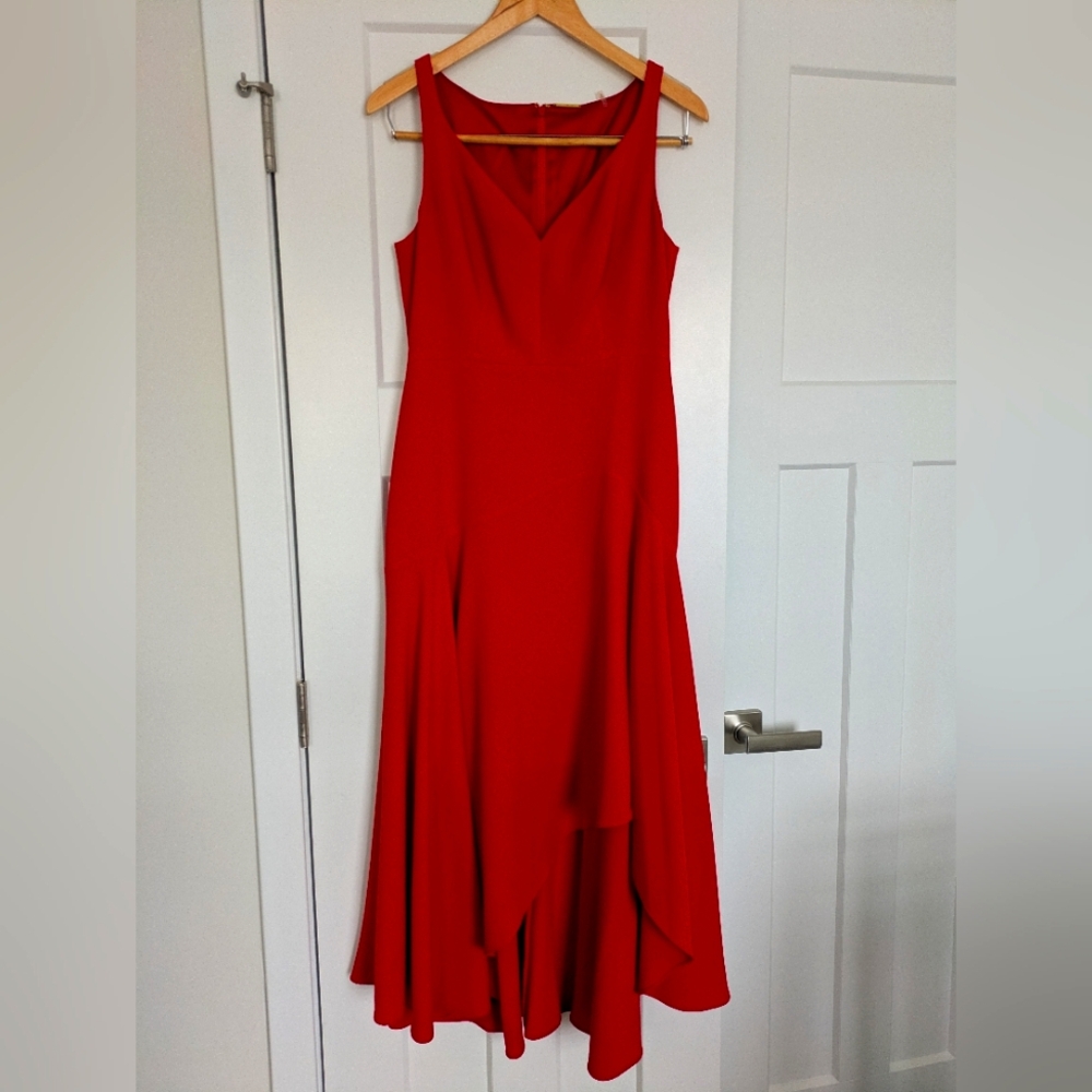 Elie Tahari Vibrant Red Asymmetric Dress